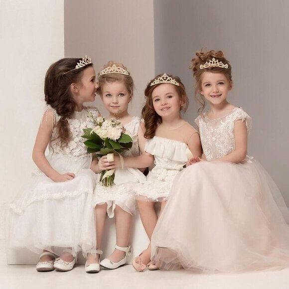 8 Pack Princess Crown Tiaras Rhinestones Rose Gold for Weddings Proms main image 4
